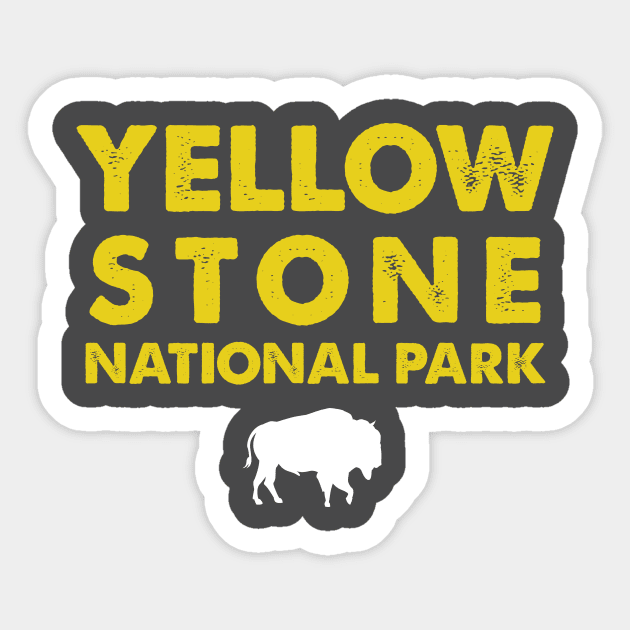 Yellowstone National Park Bison Retro Sticker by roamfree